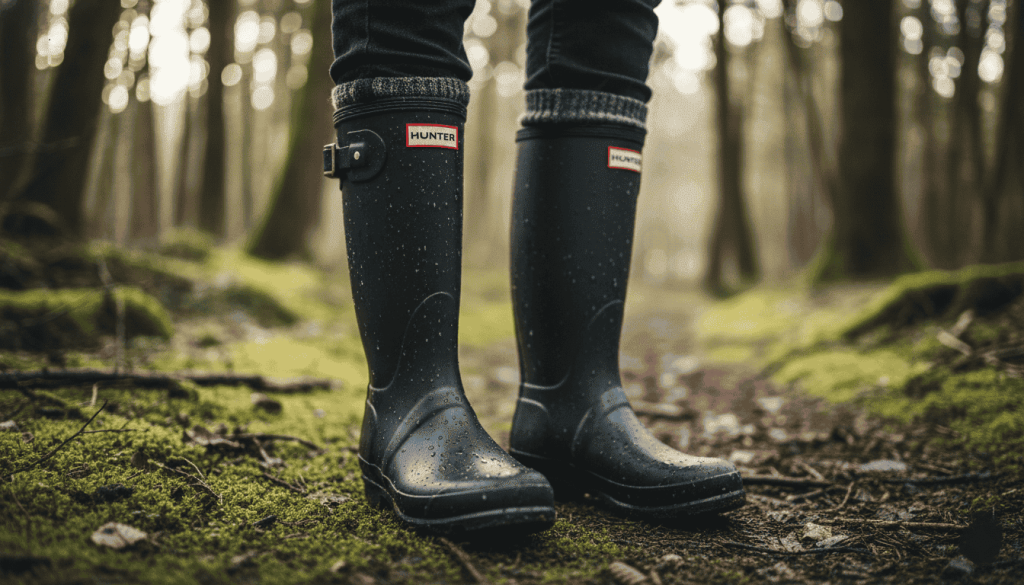 Paire de bottes Hunter portées