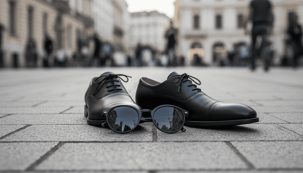 chaussures NAE Vegan Shoes modernes posées sur un sol urbain