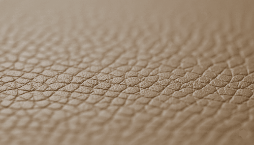 matériau MIRUM (cuir végétal), texture légèrement grainée, rendu naturel