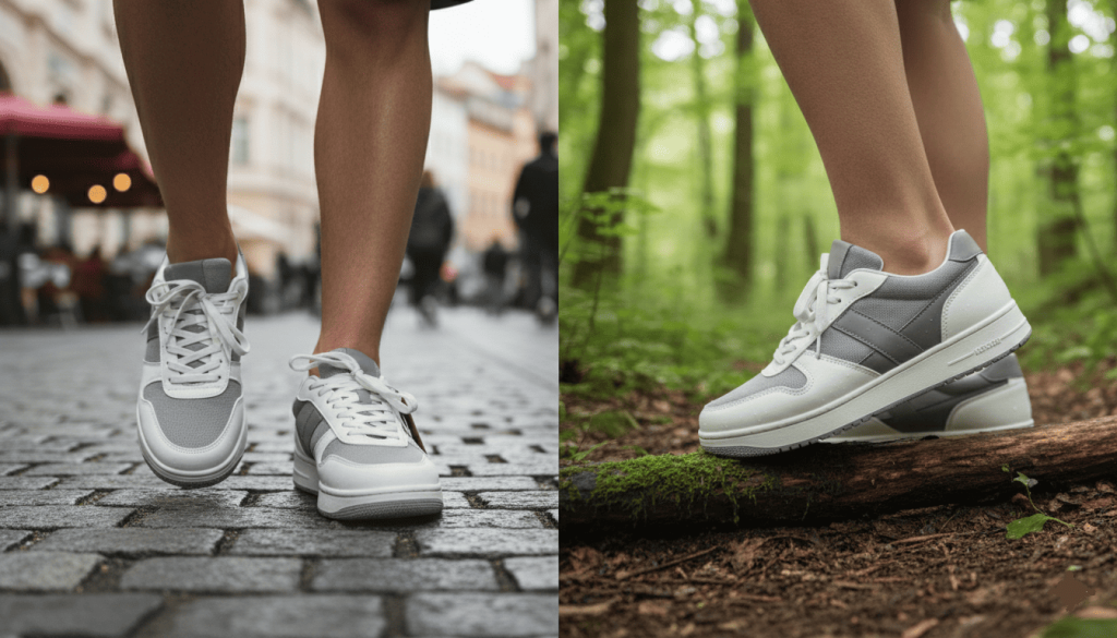 chaussures vegan portées en extérieur