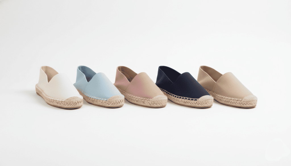 plusieurs espadrilles vegan alignées