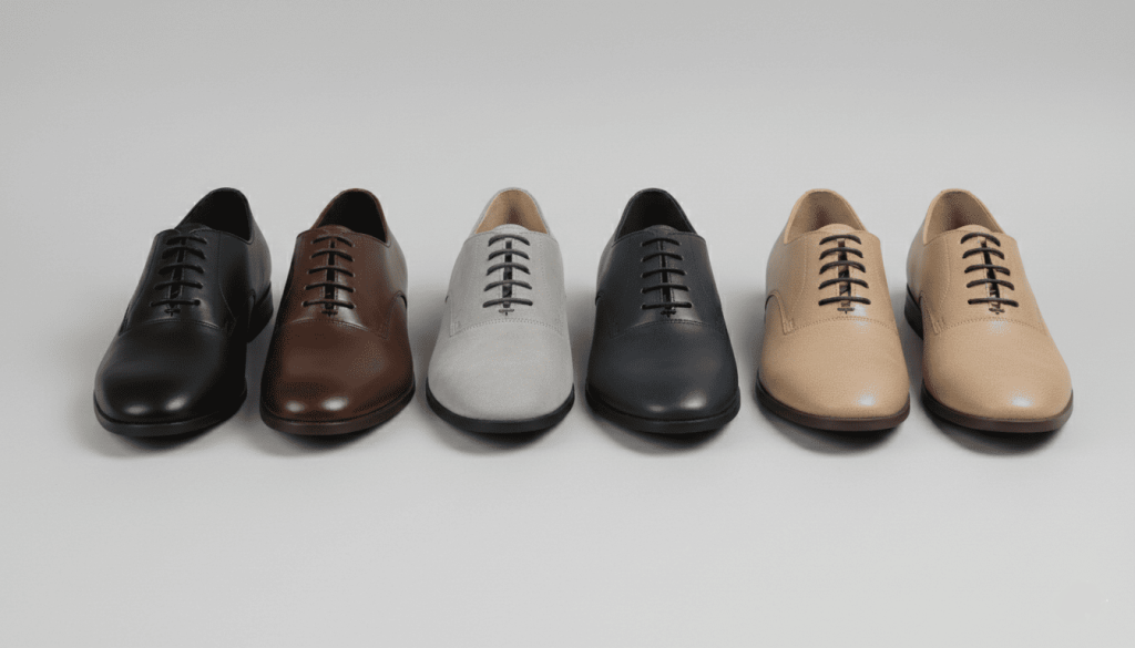 plusieurs modèles de derbies vegan alignés