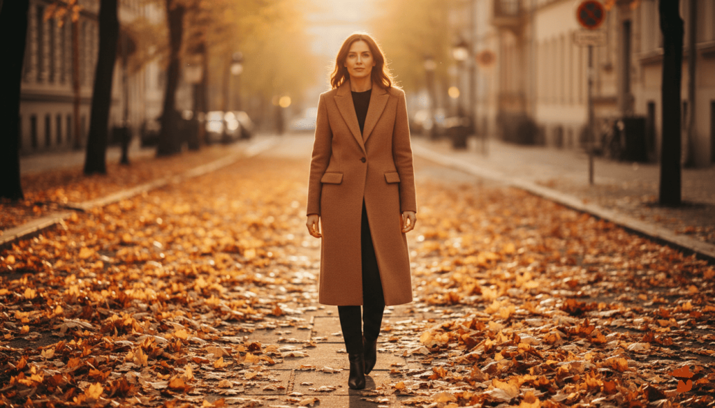 femme qui porte un manteau, automne